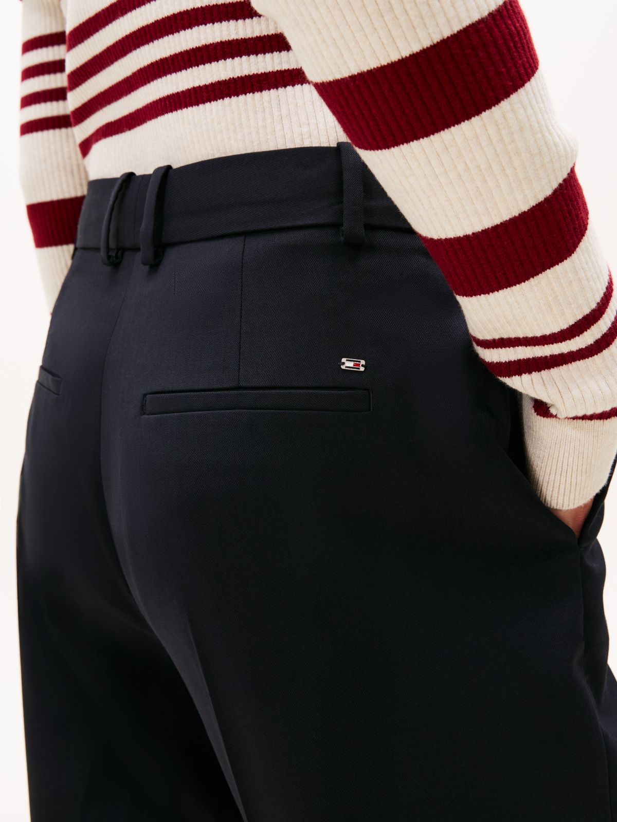 Timeless Slim Straight Leg Ankle Trousers — Burgundy