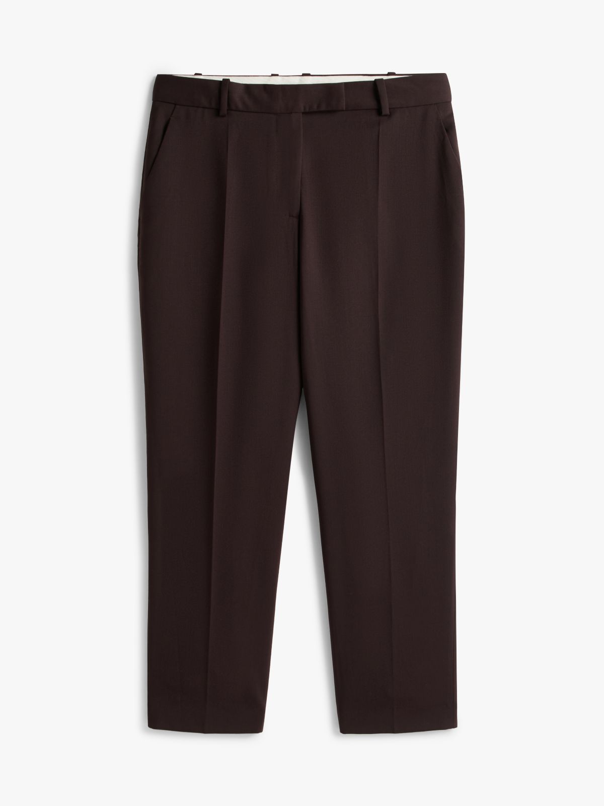 Timeless Slim Straight Leg Ankle Trousers — Burgundy