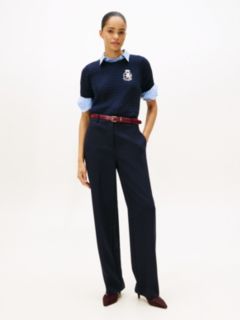 Slim Straight Leg Trousers — Blue 1