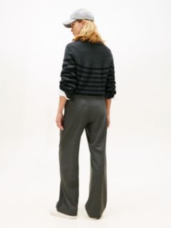 Relaxed Straight Leg Flannel Trousers — Brown 4