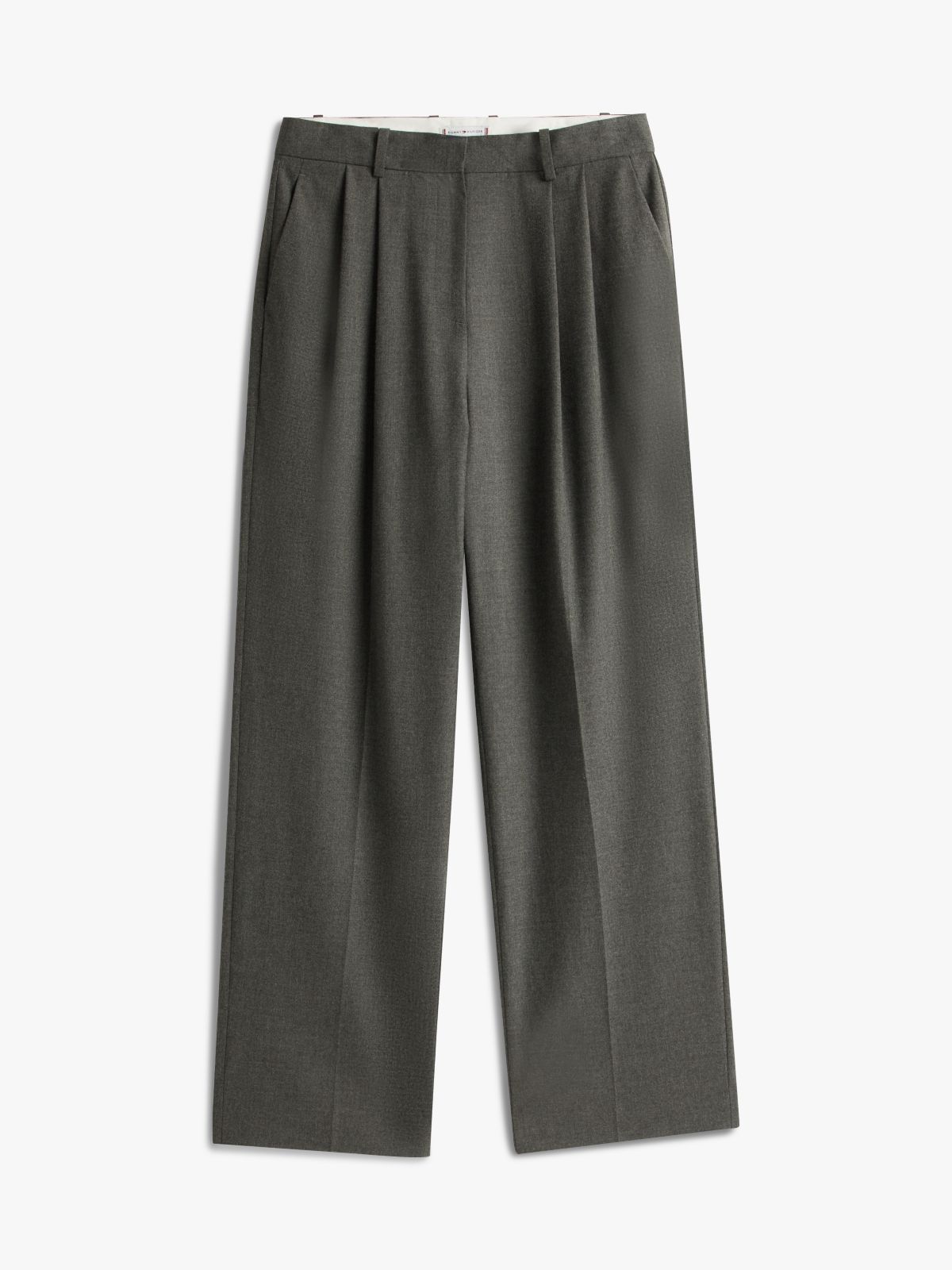 Relaxed Straight Leg Flannel Trousers — Brown