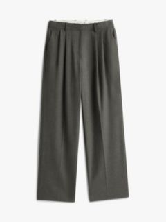Relaxed Straight Leg Flannel Trousers — Brown 5