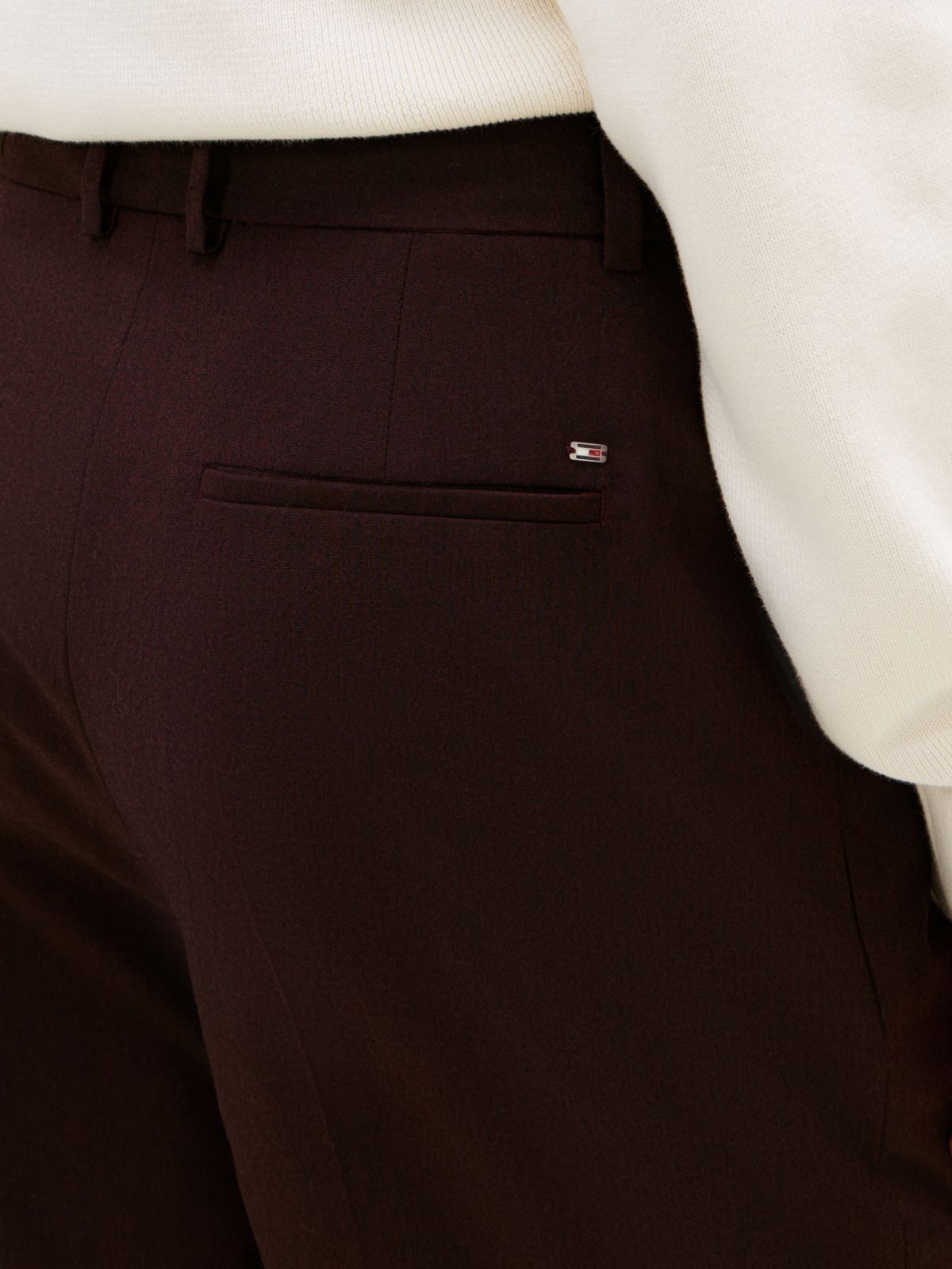 Relaxed Straight Leg Flannel Trousers — Brown