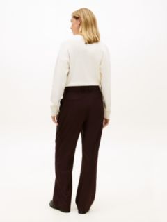 Relaxed Straight Leg Flannel Trousers — Brown 4