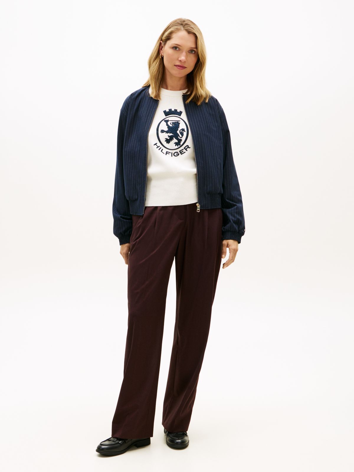 Relaxed Straight Leg Flannel Trousers — Brown
