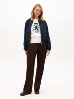 Relaxed Straight Leg Flannel Trousers — Brown 1