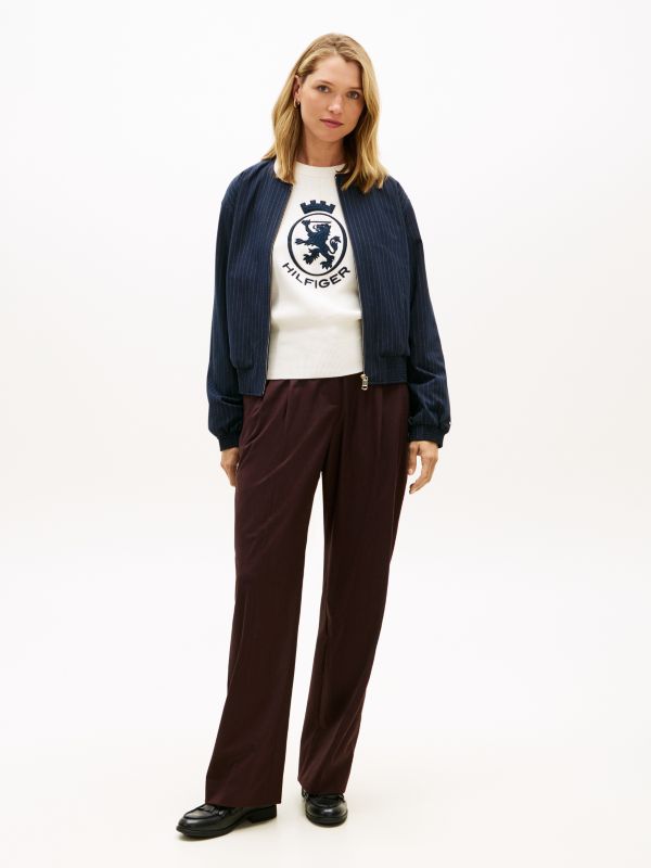 Relaxed Straight Leg Flannel Trousers — Brown