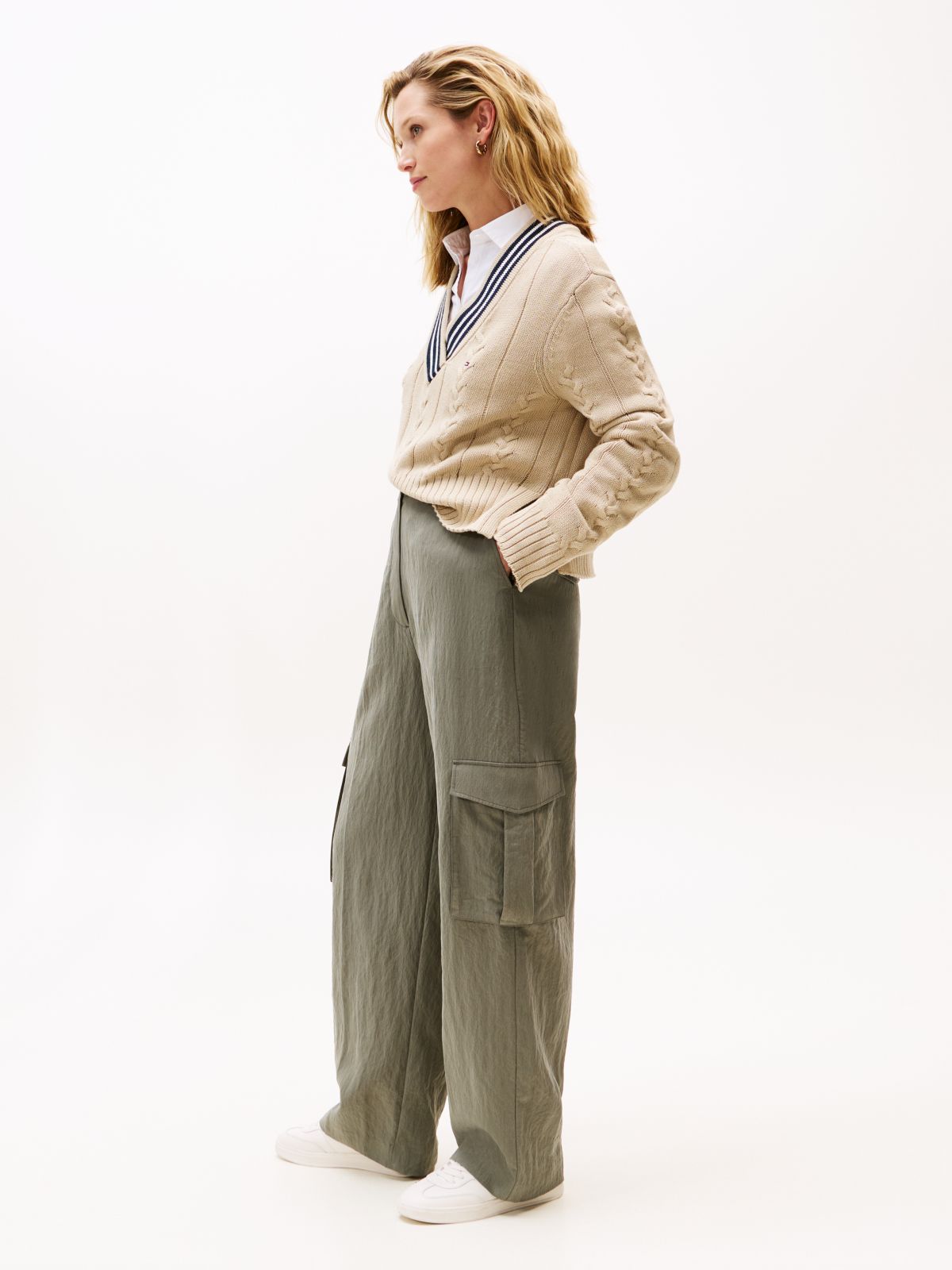 Loose Straight Leg Utility Trousers — Grey