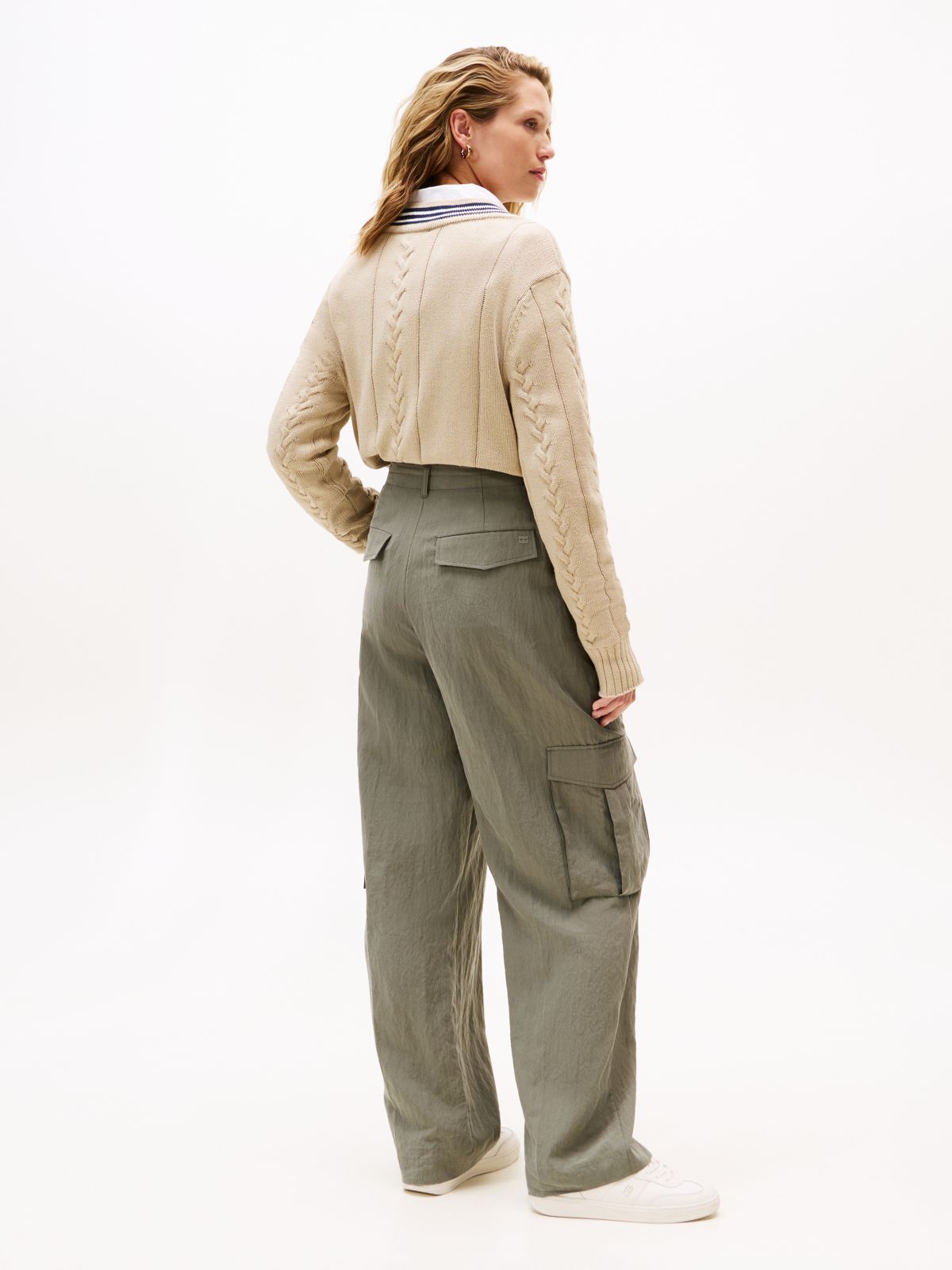 Loose Straight Leg Utility Trousers — Grey