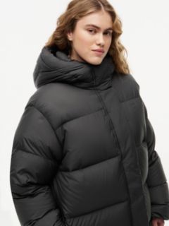 Curve Water Repellent Down Hooded Coat — Black 3