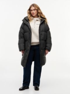 Curve Water Repellent Down Hooded Coat — Black 1