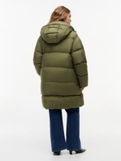 Curve Water Repellent Down Hooded Coat — Green 4