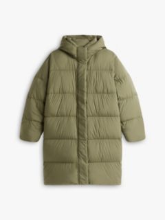 Curve Water Repellent Down Hooded Coat — Green 5
