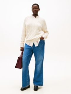 Curve Cable Knit Soft Wool Jumper — Beige 3