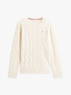 Curve Cable Knit Soft Wool Jumper — Beige 5