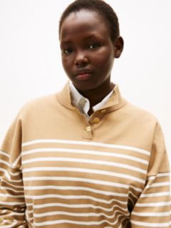 Curve Stripe Gold-Tone Button Jumper — Multi 2