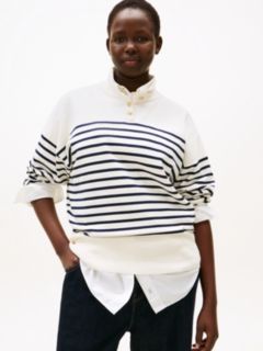 Curve Stripe Gold-Tone Button Jumper — Multi 1