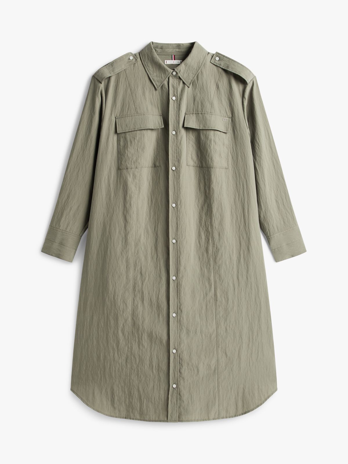 Curve Relaxed Midi Belted Utility Dress — Green