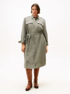 Curve Relaxed Midi Belted Utility Dress — Green 1