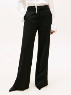 Wool Blend Flared Tuxedo Trousers — Black 2