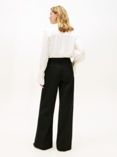 Wool Blend Flared Tuxedo Trousers — Black 4