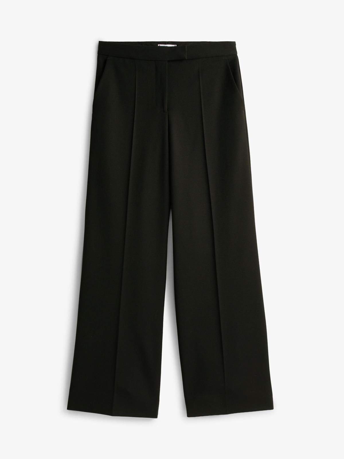Wool Blend Flared Tuxedo Trousers — Black