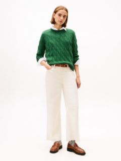 Cable Knit Soft Wool Relaxed Jumper — Green 3