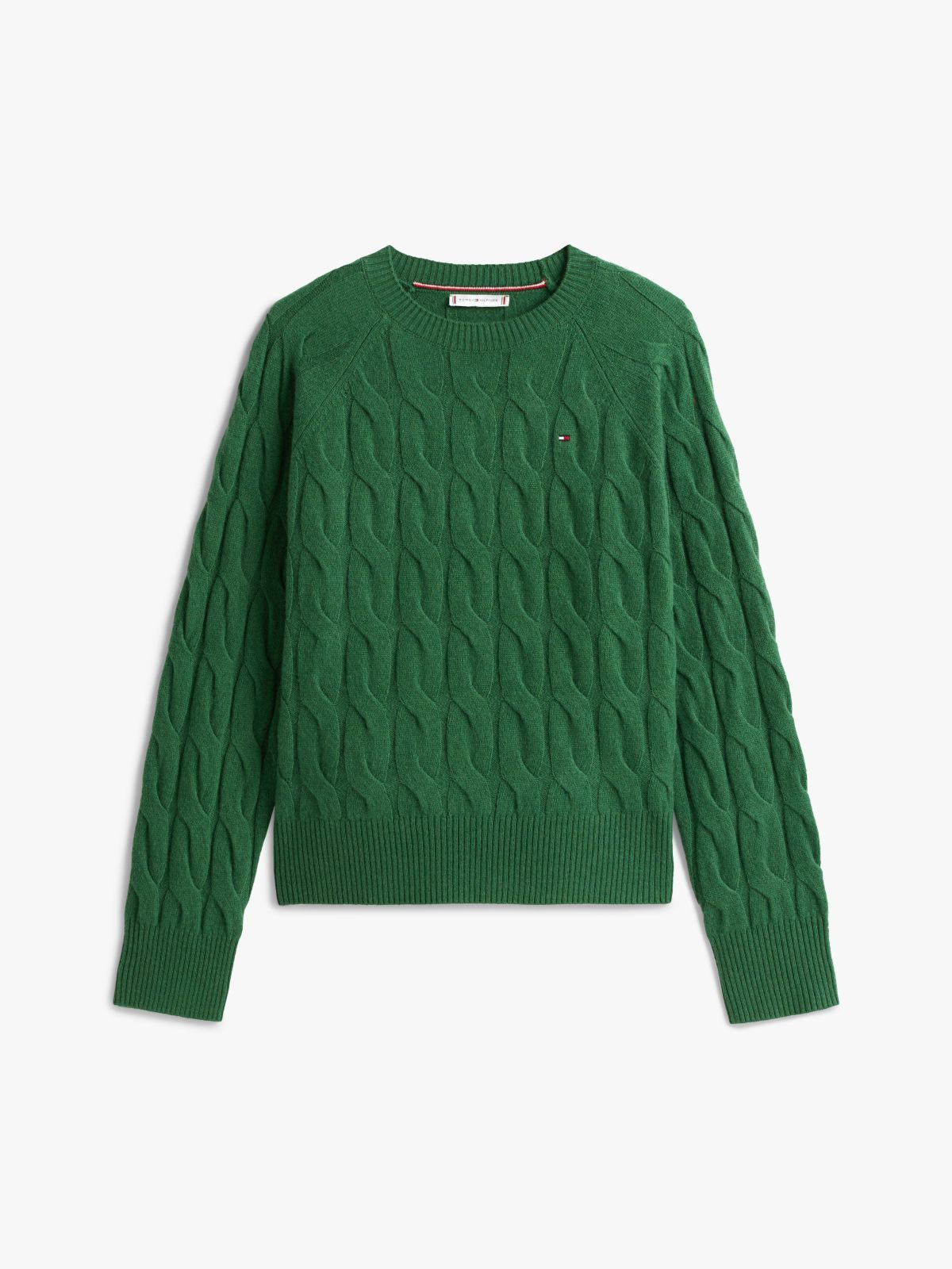Cable Knit Soft Wool Relaxed Jumper — Green