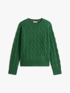 Cable Knit Soft Wool Relaxed Jumper — Green 5