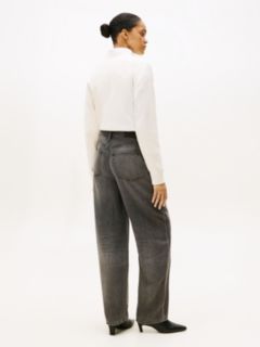 Mid Rise Relaxed Barrel Leg Jeans — Grey 4