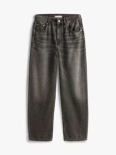 Mid Rise Relaxed Barrel Leg Jeans — Grey 5
