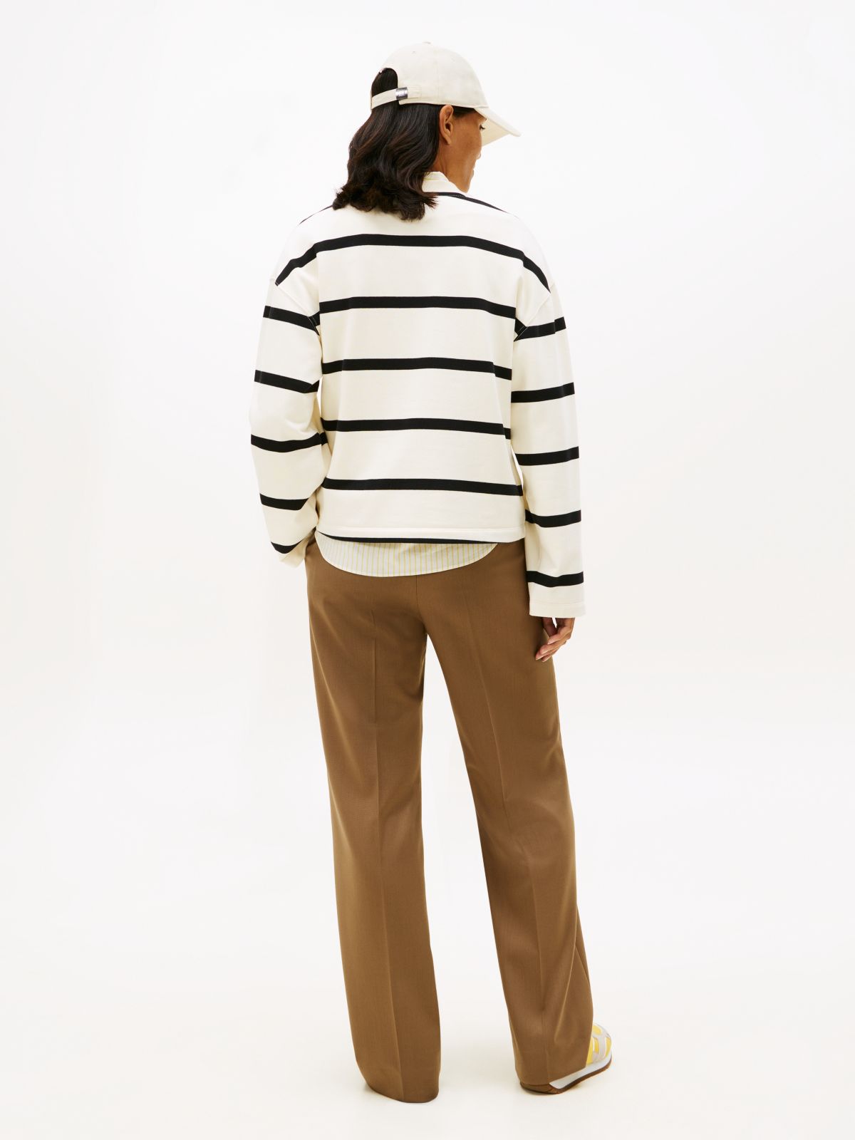 Logo Embroidery Terry Crew Neck Sweatshirt — Beige