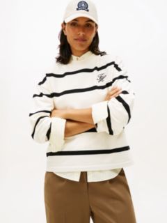 Logo Embroidery Terry Crew Neck Sweatshirt — Beige 1