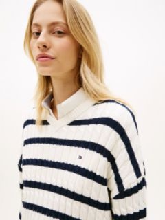 Cable Knit Relaxed Jumper — White 2