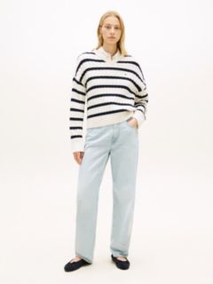Cable Knit Relaxed Jumper — White 3