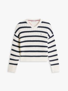 Cable Knit Relaxed Jumper — White 5