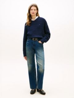 Cable Knit Relaxed Jumper — Blue 3
