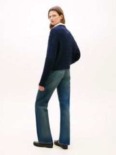 Cable Knit Relaxed Jumper — Blue 4