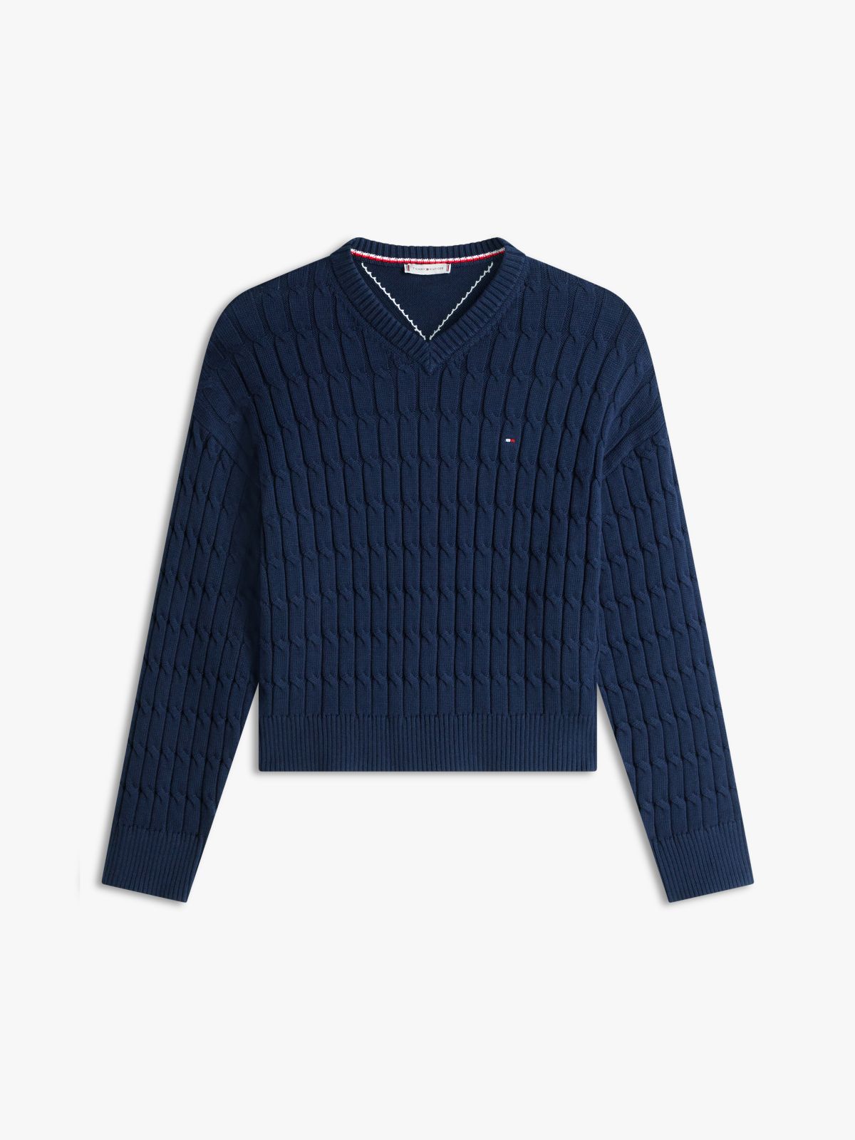 Cable Knit Relaxed Jumper — Blue