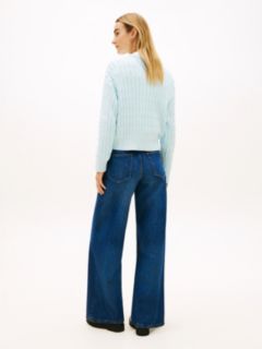 Cable Knit Relaxed Jumper — Blue 4