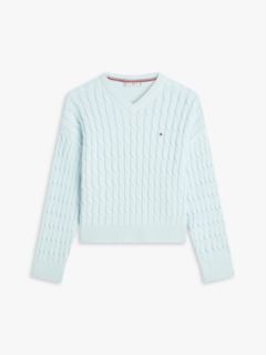 Cable Knit Relaxed Jumper — Blue 5