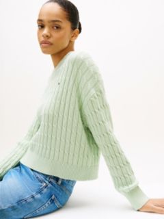Cable Knit Relaxed Jumper — Green 2