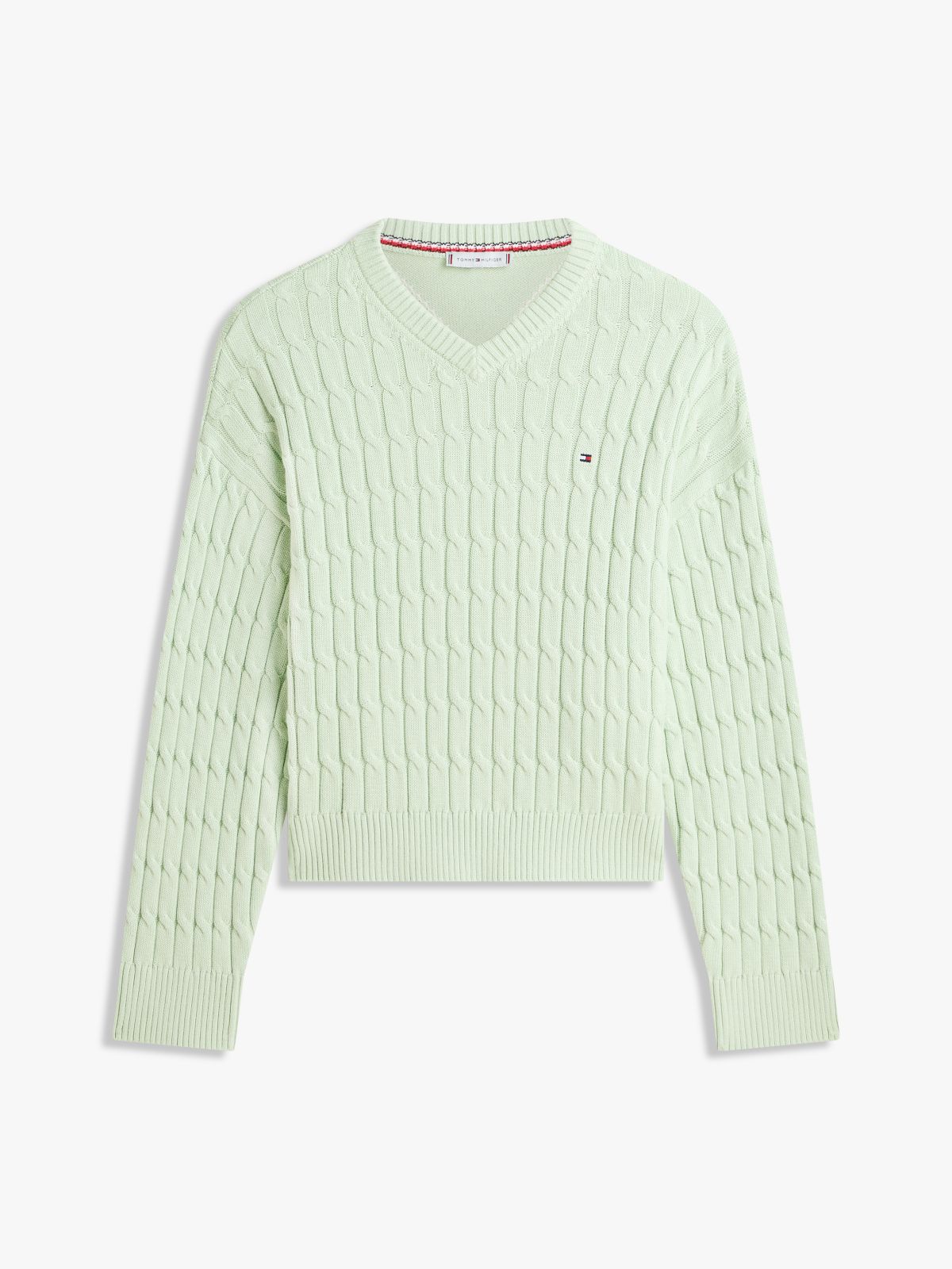 Cable Knit Relaxed Jumper — Green