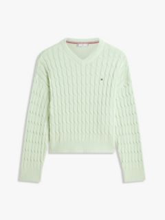 Cable Knit Relaxed Jumper — Green 5