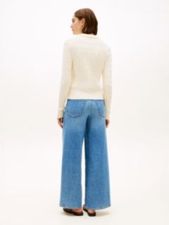 Cable Knit Polo Cardigan — Beige 4