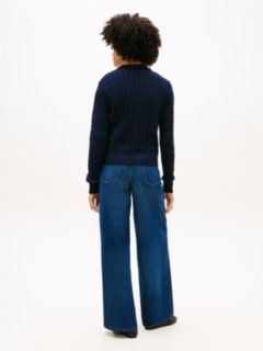 Cable Knit Polo Cardigan — Blue 4