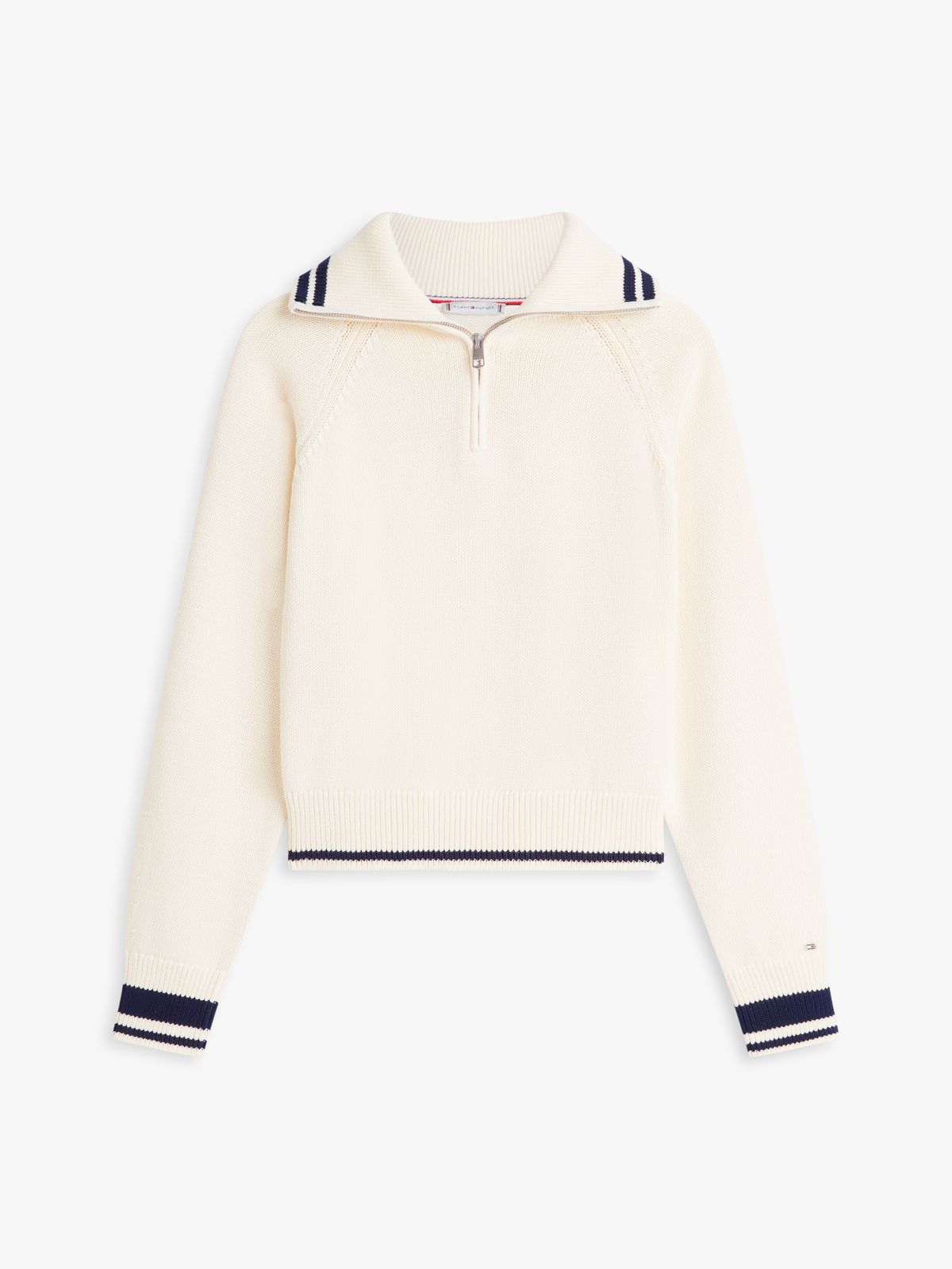 Metal Flag Relaxed Quarter-Zip Jumper — Beige
