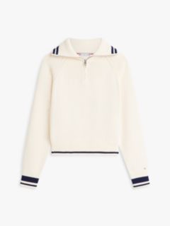 Metal Flag Relaxed Quarter-Zip Jumper — Beige 5