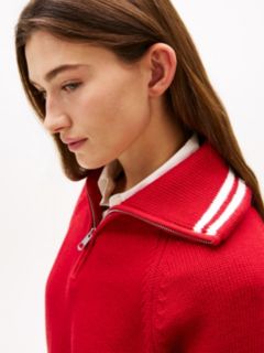 Metal Flag Relaxed Quarter-Zip Jumper — Red 2