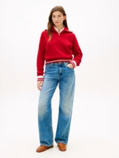 Metal Flag Relaxed Quarter-Zip Jumper — Red 3